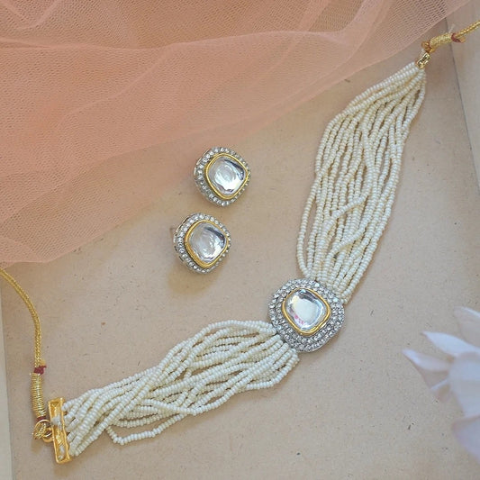 Polki Lookalike Uncut Pearl Choker