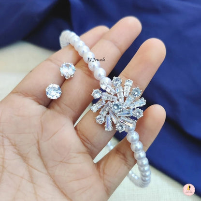 Silver Collar Zircon Choker Set