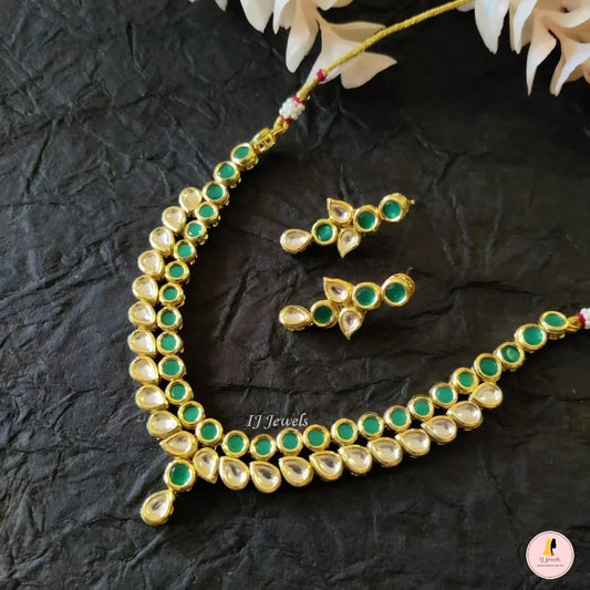 2 Layered Kundan Neckpiece With Pearl Drop