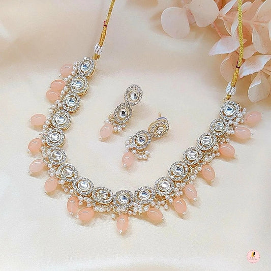 Kashish Kundan Choker - Peach Color