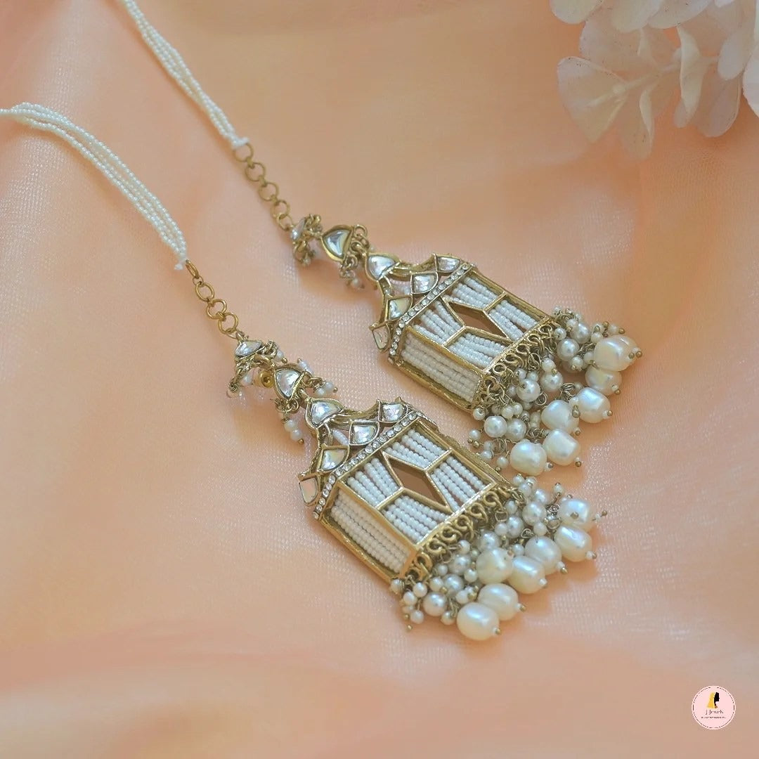 Jiya Antique Tone Pearl Earrings
