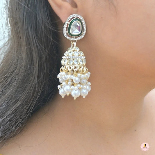 Lightweight Meenawork Polki Jhumkas