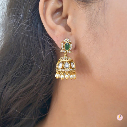 Juhi Dainty Polki Jhumkas for Her