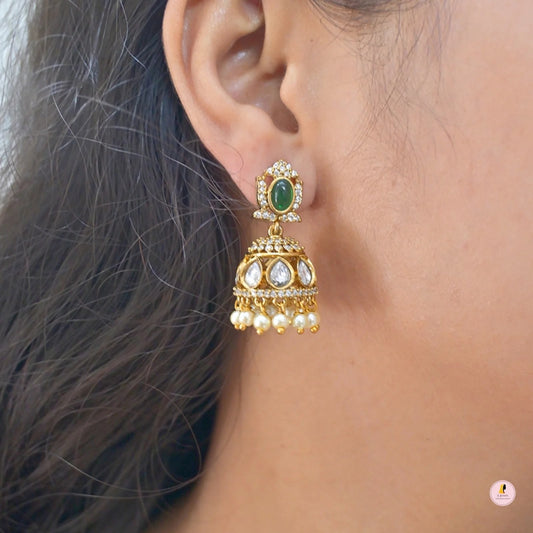 Juhi Dainty Polki Jhumkas for Her