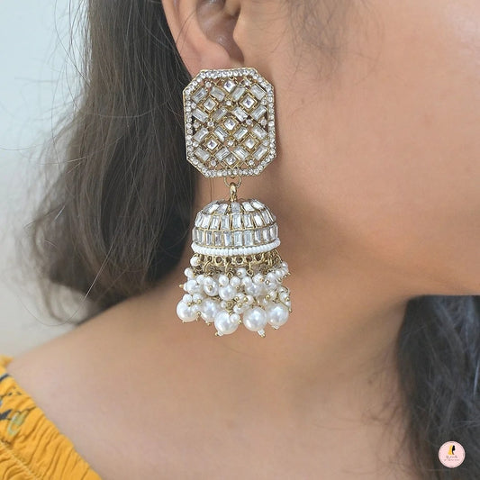 Nikita Antique Tone Kundan Jhumkas