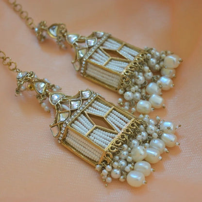 Jiya Antique Tone Pearl Earrings