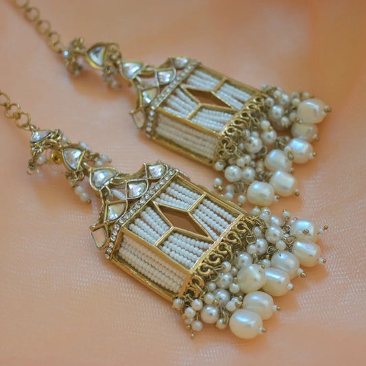 Jiya Antique Tone Pearl Earrings