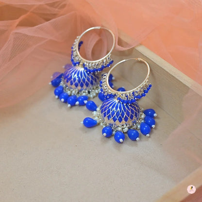 Ridhima Meenawork Lightweight Jhumkas - Royal Blue