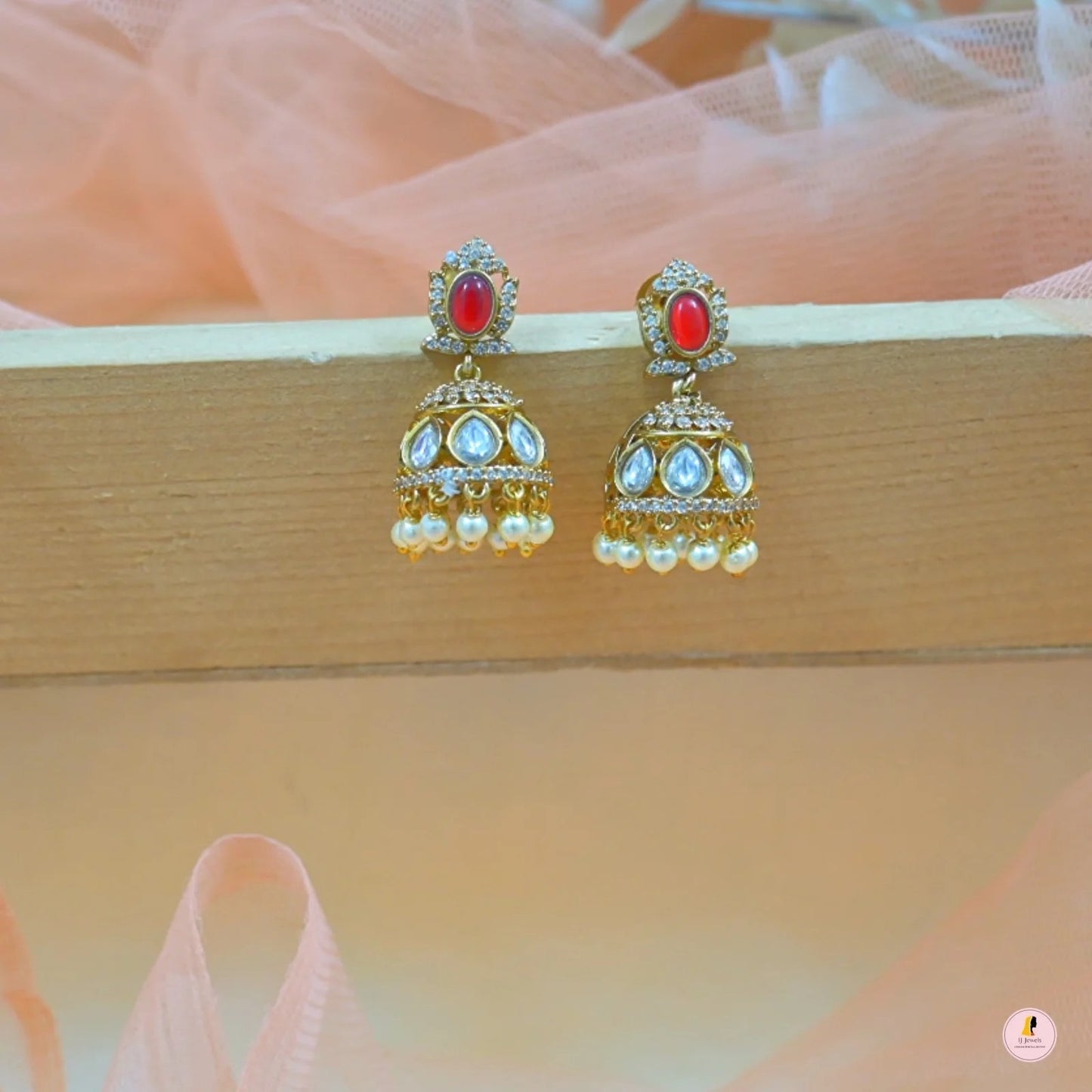 Juhi Dainty Polki Jhumkas for Her