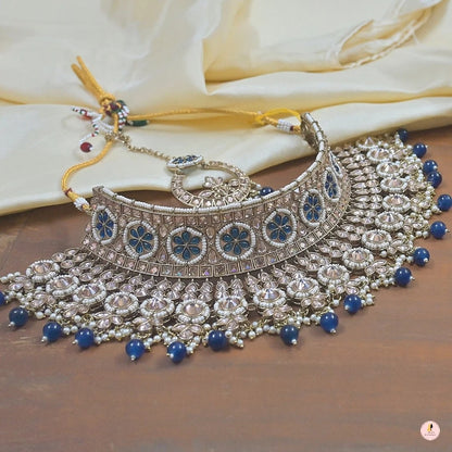 Avni Reverse AD Semi Bridal Set - Navy Blue