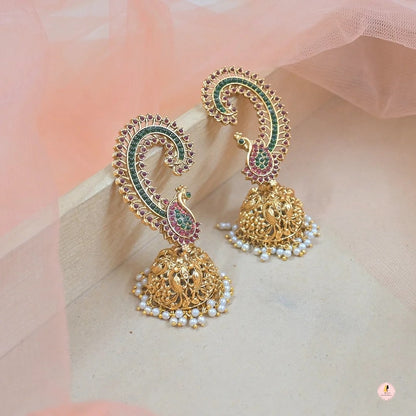 Kempu Copper Earcuffs with Chain