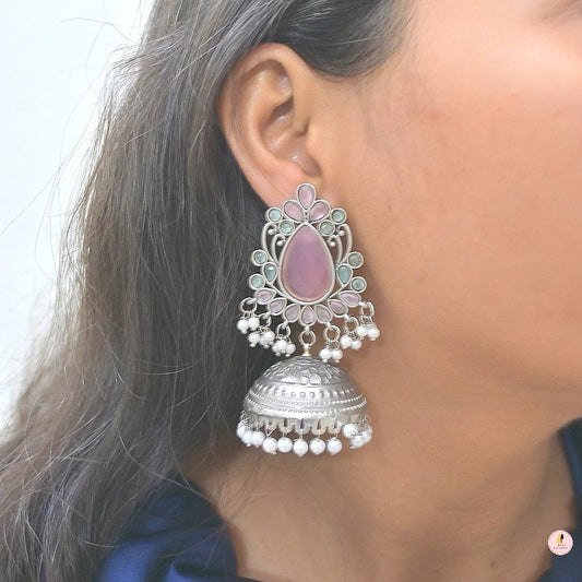 Bhoomi Light Weight Premium Silver Jhumka