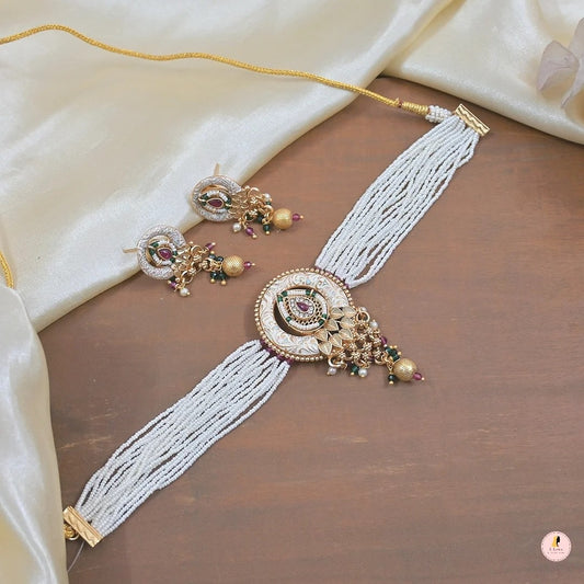 Renuka Premium Copper Pearl Jewellery Set