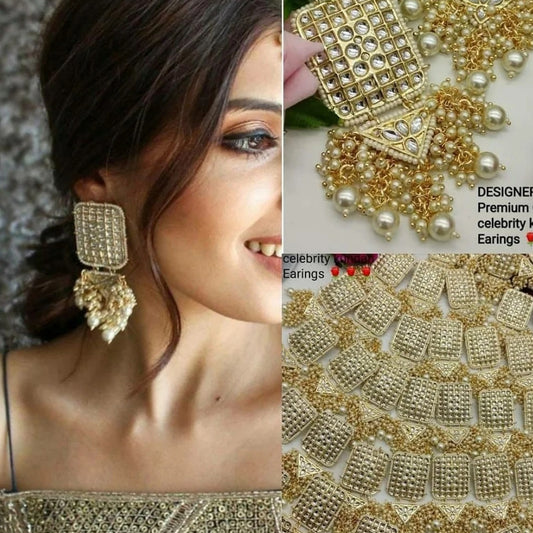 Krishna Kundan Earrings - White