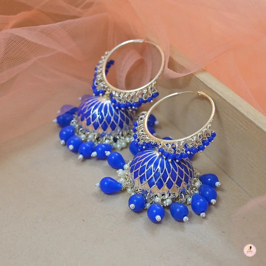 Ridhima Meenawork Lightweight Jhumkas - Royal Blue
