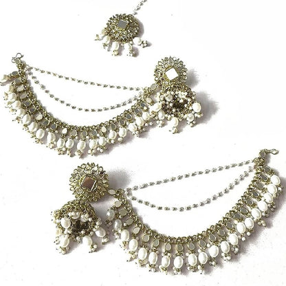 Kavya Mirrorwork Sahara Jhumkas with Tikka