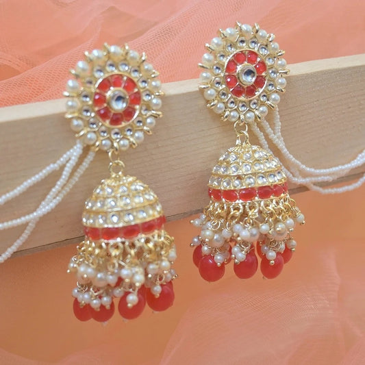 Mini Jass Jhumkas - Red Color