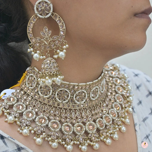 Avni Reverse AD semi Bridal Set - Champagne Color