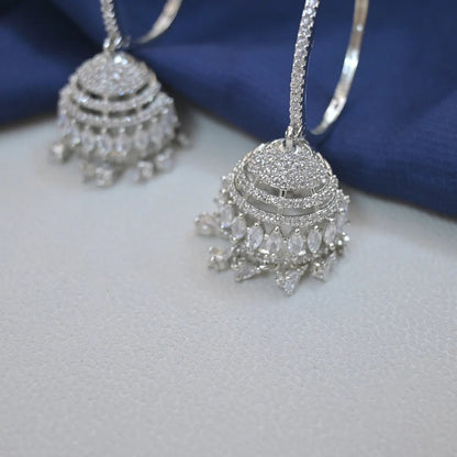 Light Weight  AD Silver Jhumkas  For Her