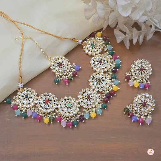Alisha Light Gold Plated Premium Choker Set