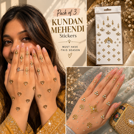 Pack of 3 Kundan Mehendi Sticker