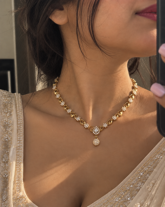 Manha Gold Plated AD Pendant Set