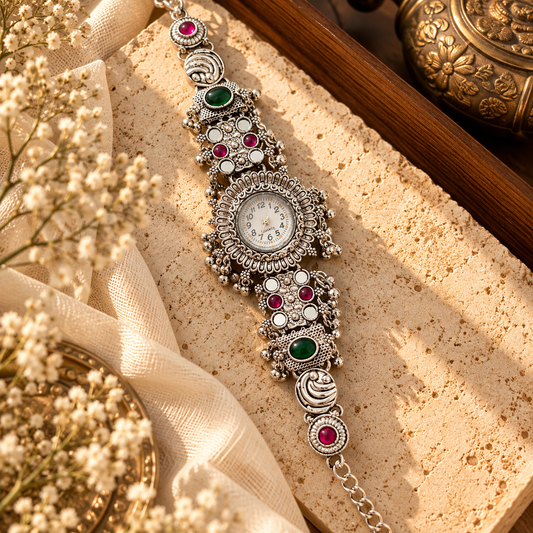 Oxidised Silver Heritage Watches for Her ( Navratri Special )