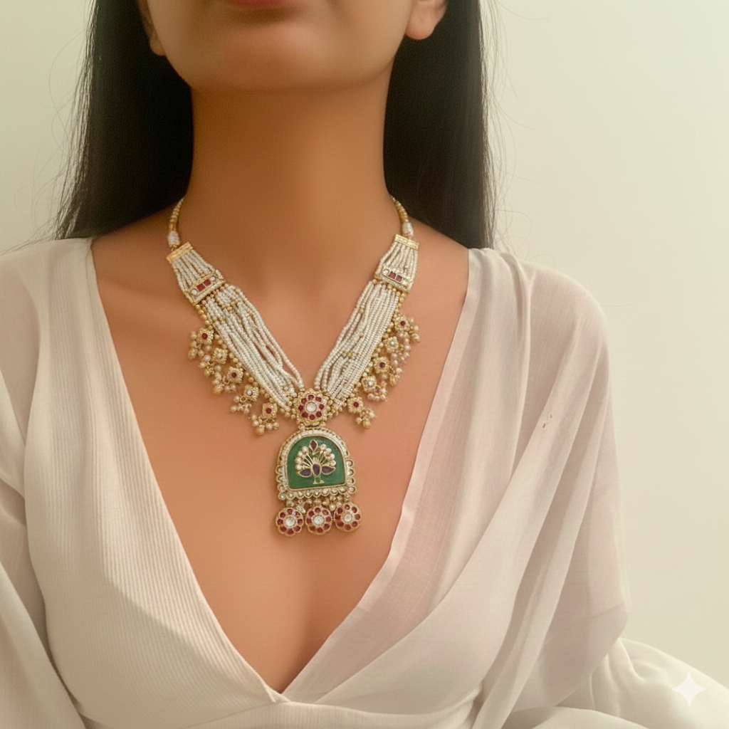 Shailee Heritage Rajwadi Necklace Set for Her