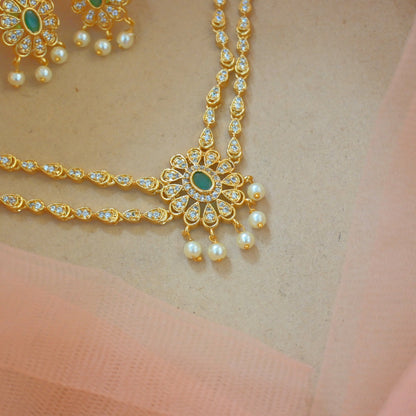 Priya Sleek AD Collar Jewellery Set