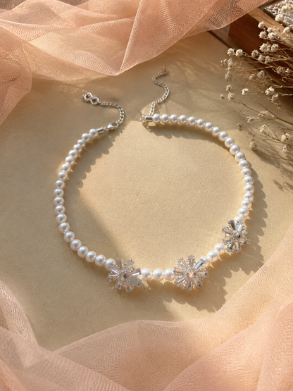 Pearl Silver Zircon Choker