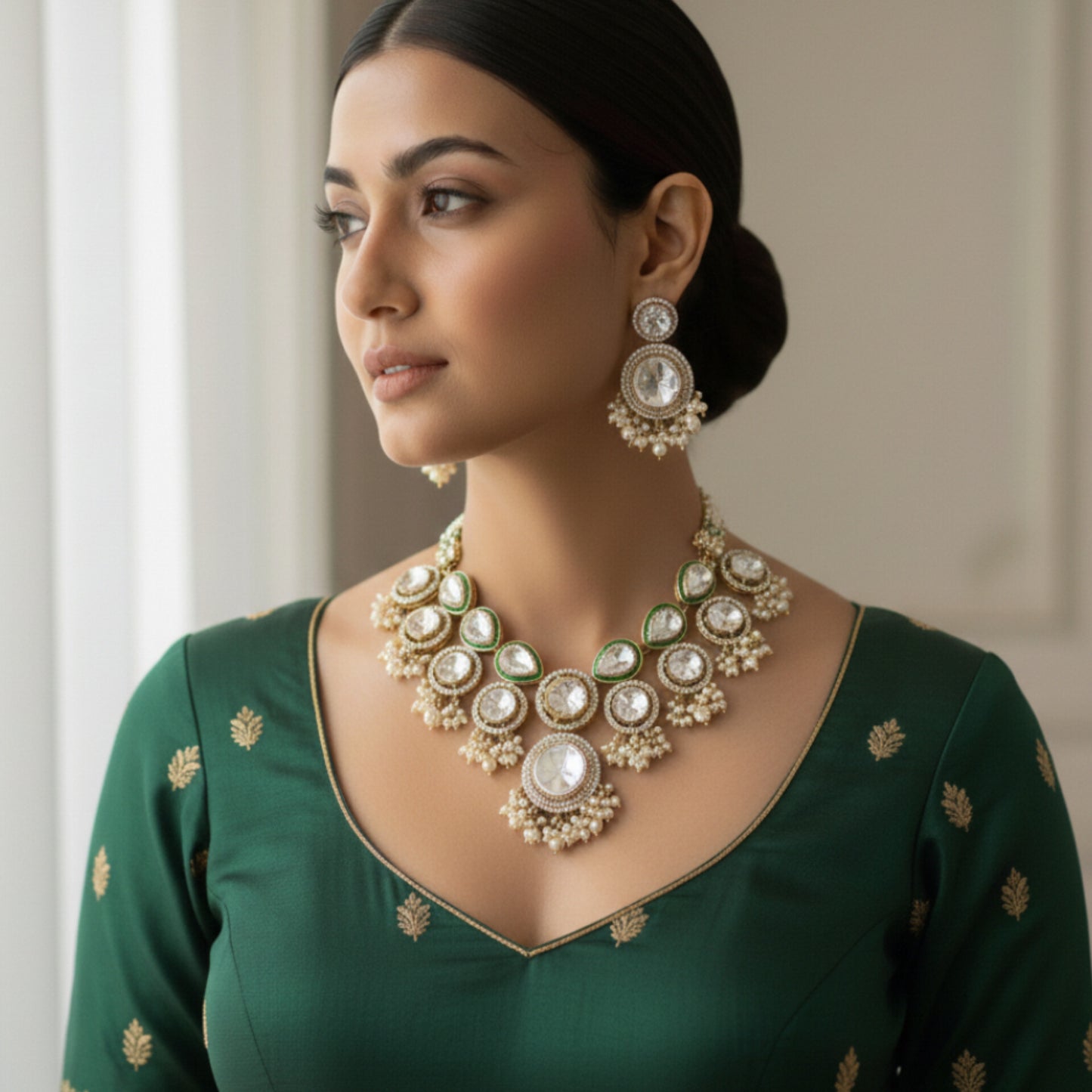 Viona Choker Necklace with Earrings Teeka