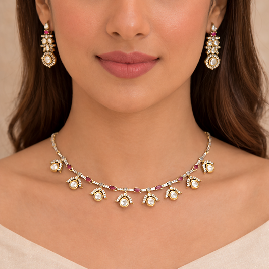 Anaita Sleek AD Polki Jewellery Set