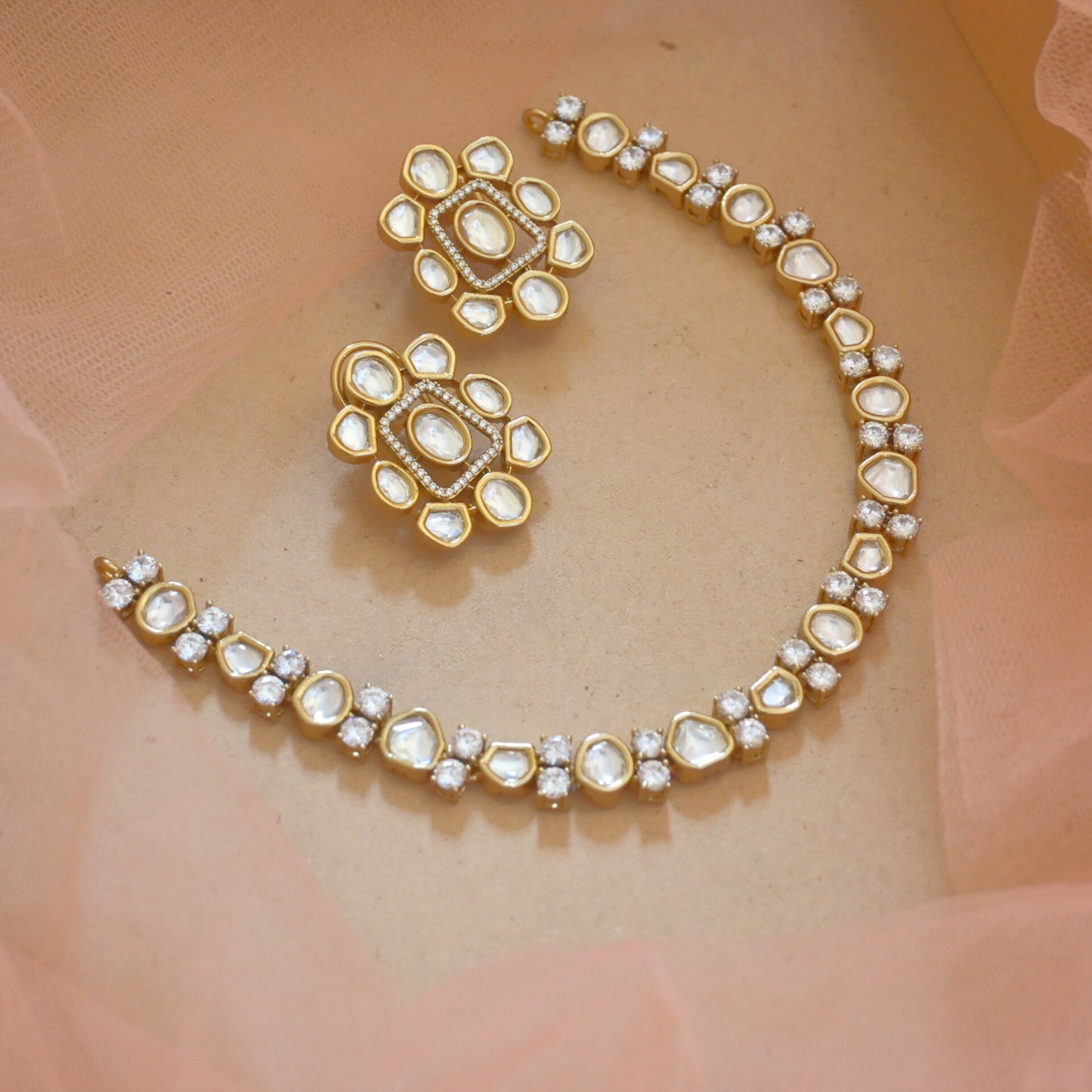 Zoha Polki Kundan Stylish Neckset with Earrings