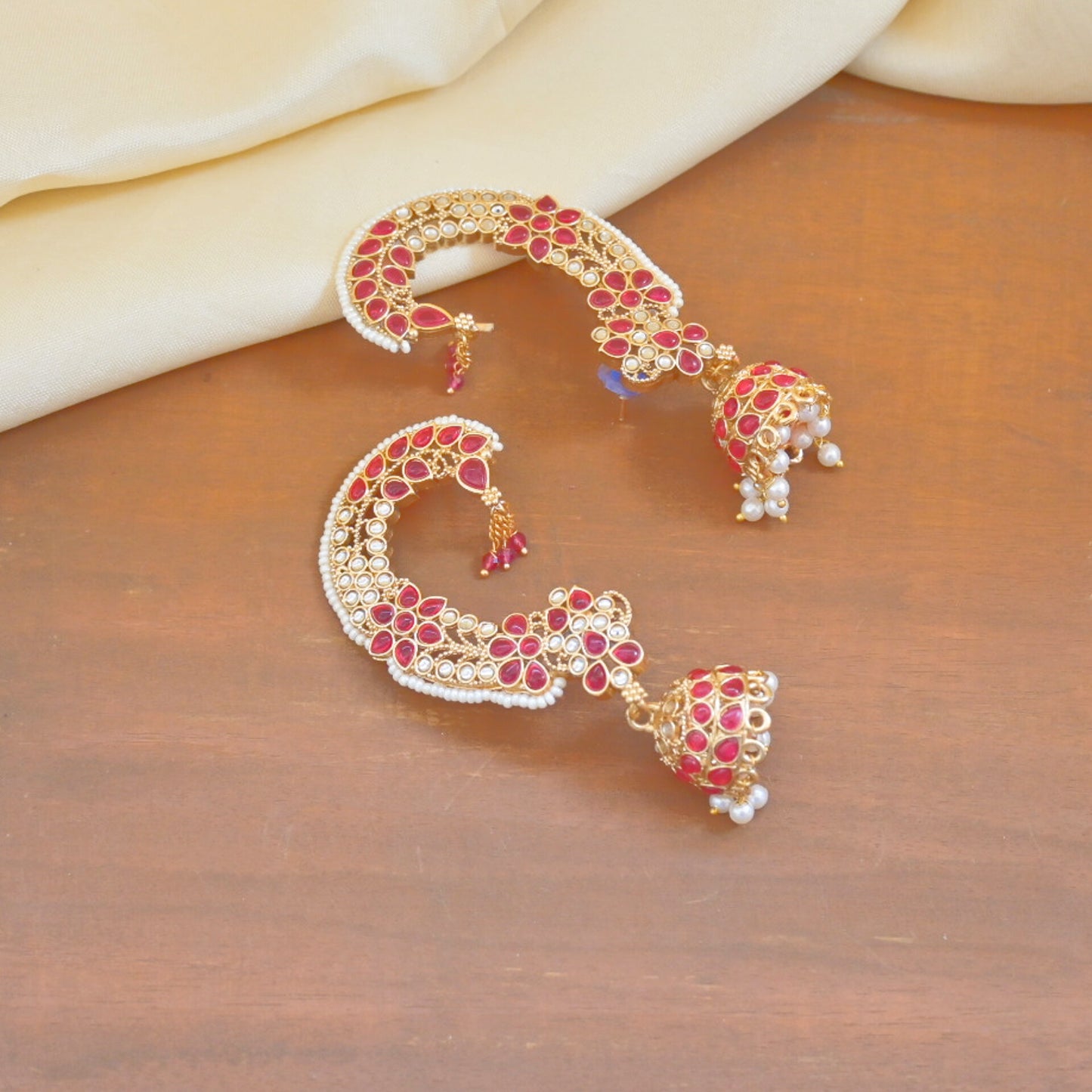 Ruby Earcuff Jhumkas