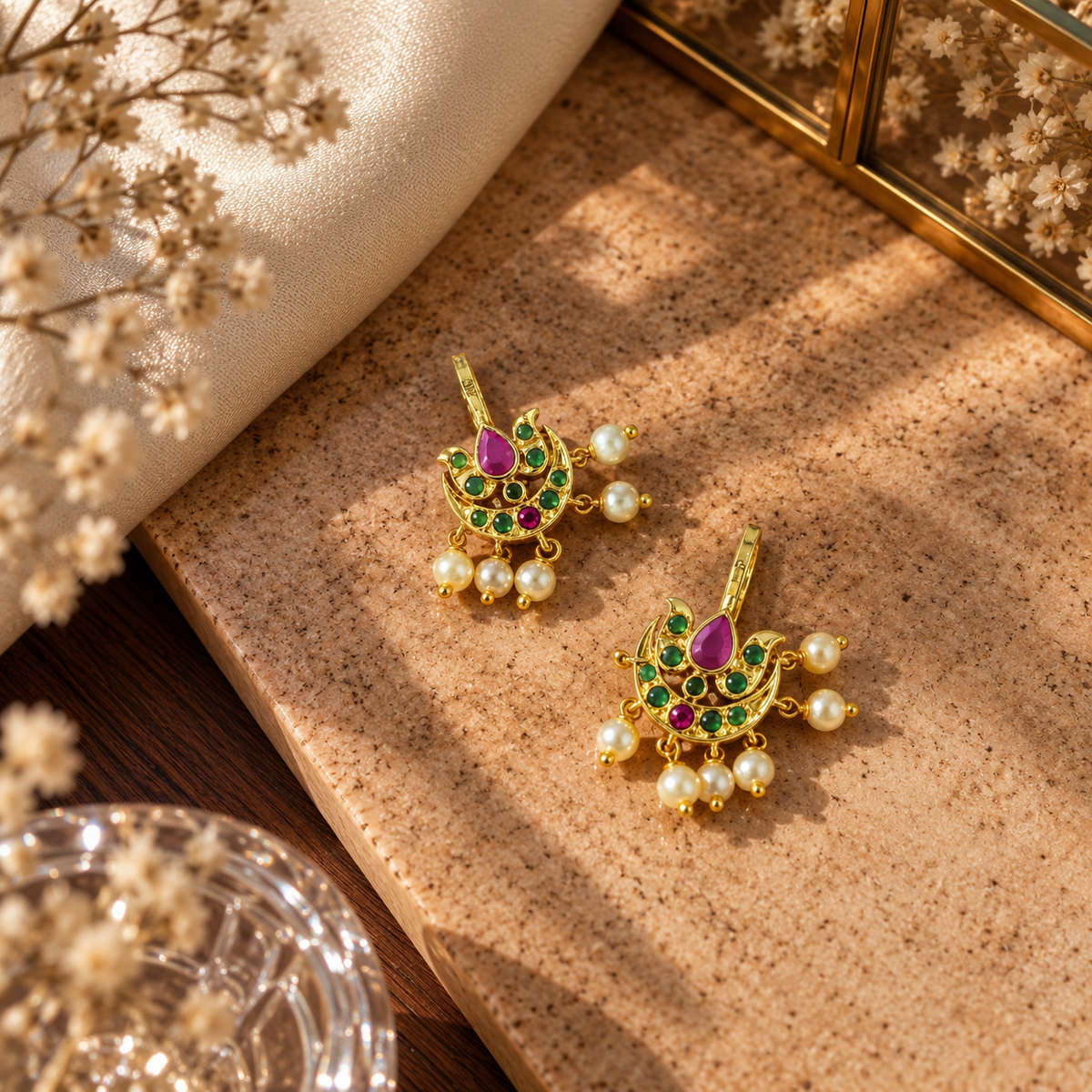 Traditional Lotus Bugadi Earrings for Her