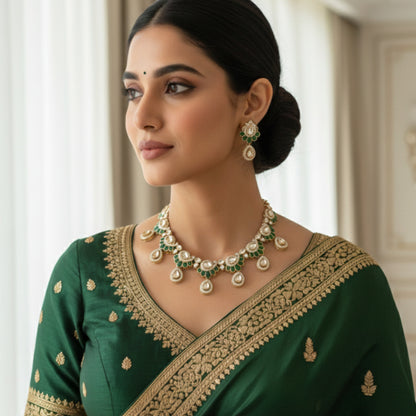 Sharmin Meenawork Neckset with Earrings Teeka