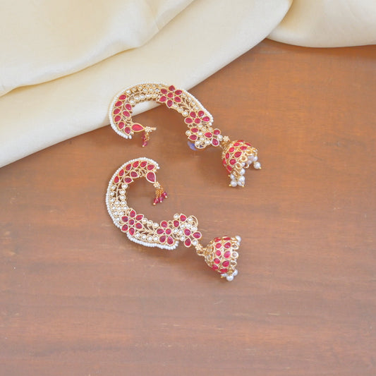 Ruby Earcuff Jhumkas