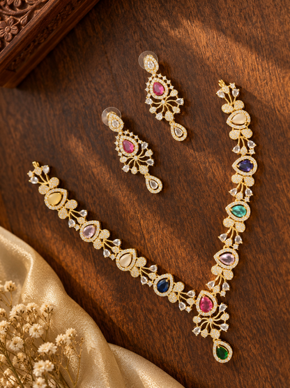 Akira Navratna AD Jewellery Set