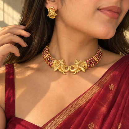 Suvarna Kempu Collar Neckpiece