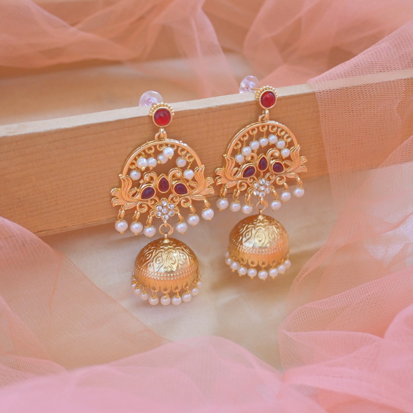Chahat Golden Brass Jhumkas for Her