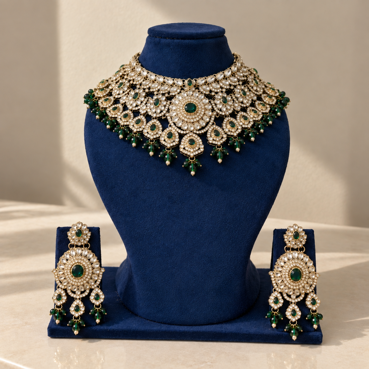 Leher Jewellery Set for Her - Emerald