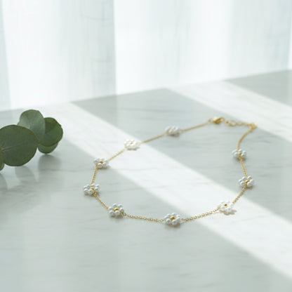 Anti Tarnish Flower Pearl Chain