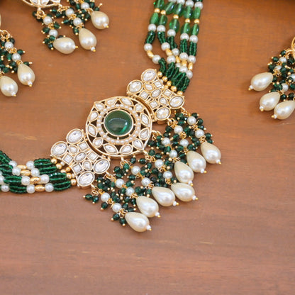 Vamika Monalisa Polki Set - Emerald