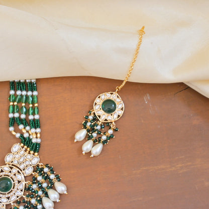 Vamika Monalisa Polki Set - Emerald
