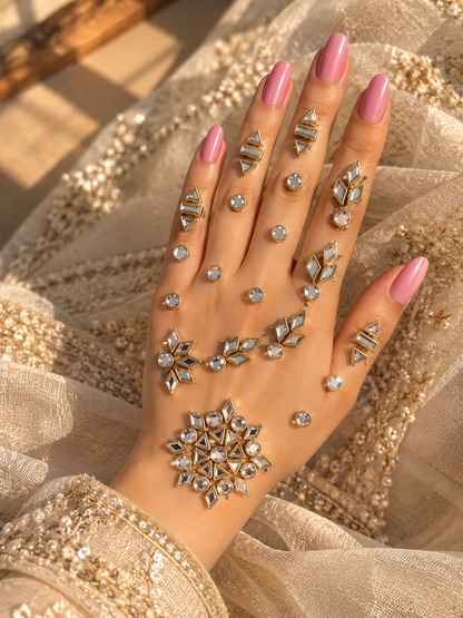Kundan Mehendi Hand Sticker - 4