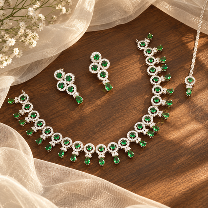 Konkana Dainty Silver AD Premium Neckpiece