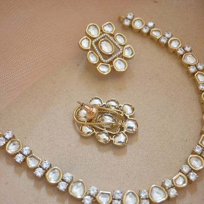 Zoha Polki Kundan Stylish Neckset with Earrings