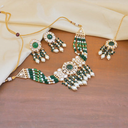 Vamika Monalisa Polki Set - Emerald