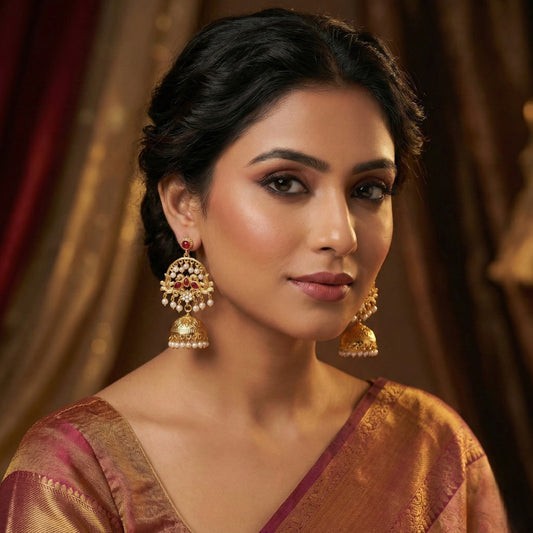Chahat Golden Brass Jhumkas for Her