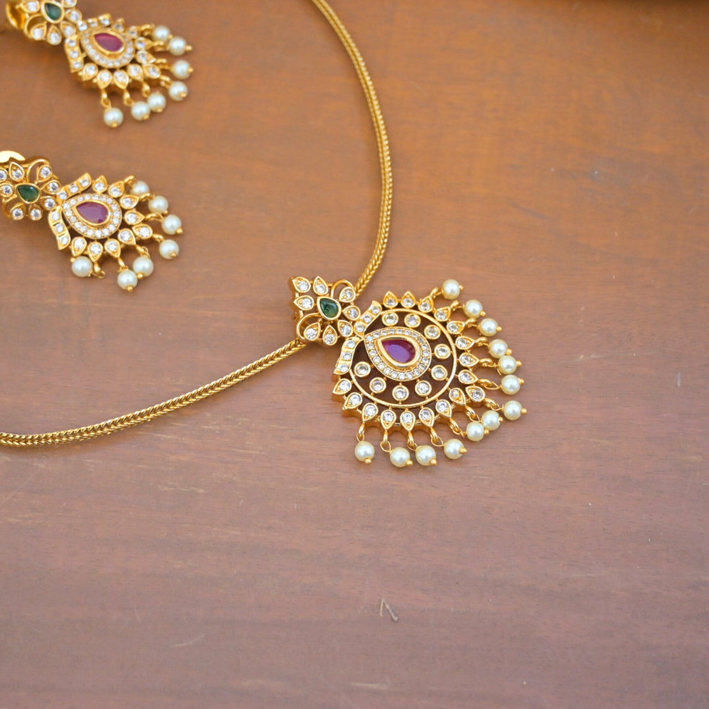 Sitara Gold Plated AD Pendant Set